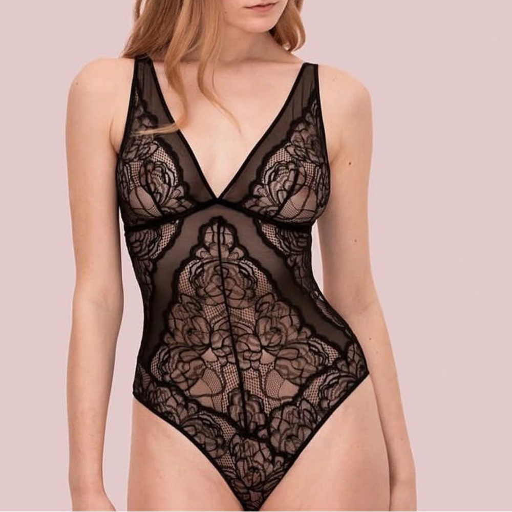 Noelle Wolf Lingerie Lace & Silk Bodysuit - NWT
